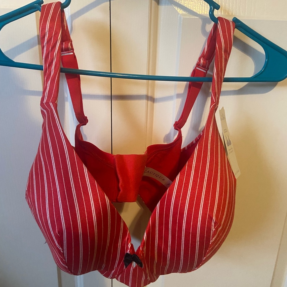 Cacique Red and White Striped Bra